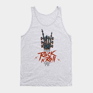 Guitar Neck Skeleton Hand Rock and Roll Guitar Pick Merch Tank Top